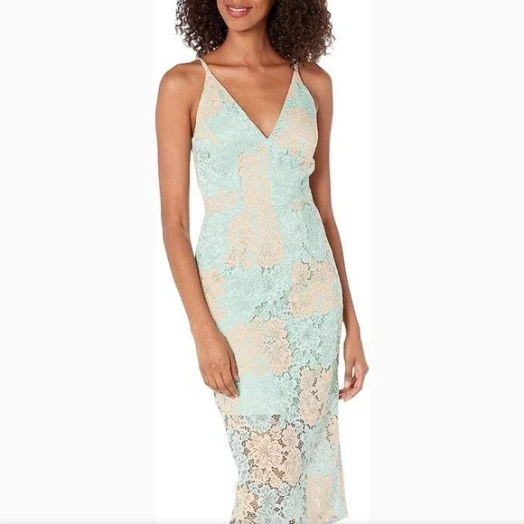 Dress the Population | Dresses | Dress The Population Womens Aurora Lace  Sheath Midi Dress In Seafoam Small Nwt | Poshmark